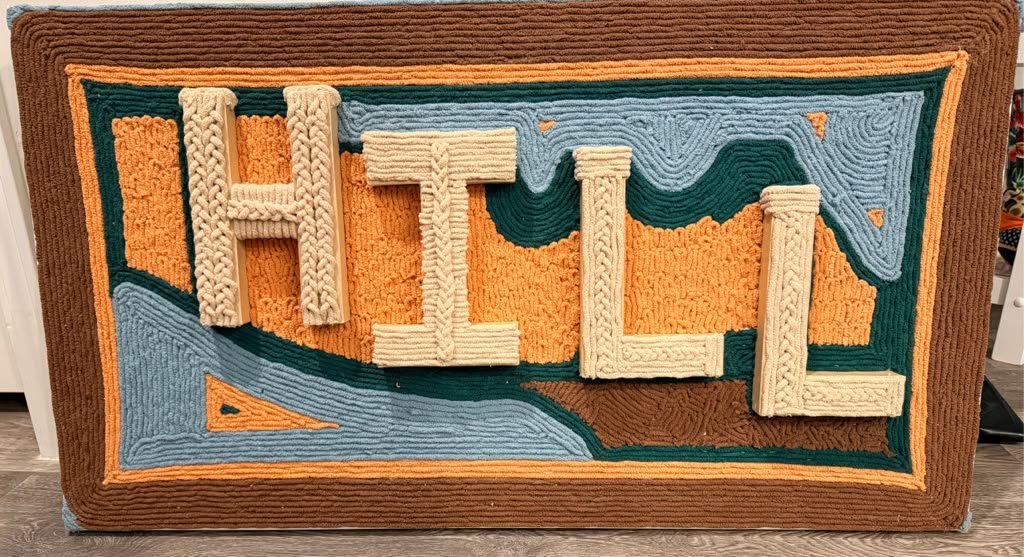 The complete HILL dimensional yarn-wrapped artwork